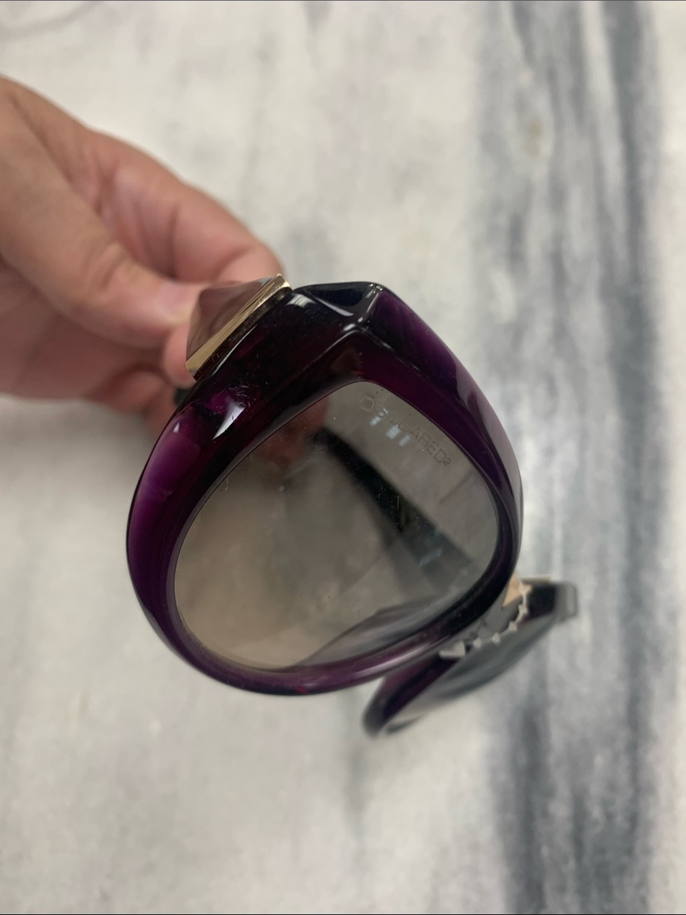 Dspaured Women's Deep Purple Sunglasses with Gold Trim